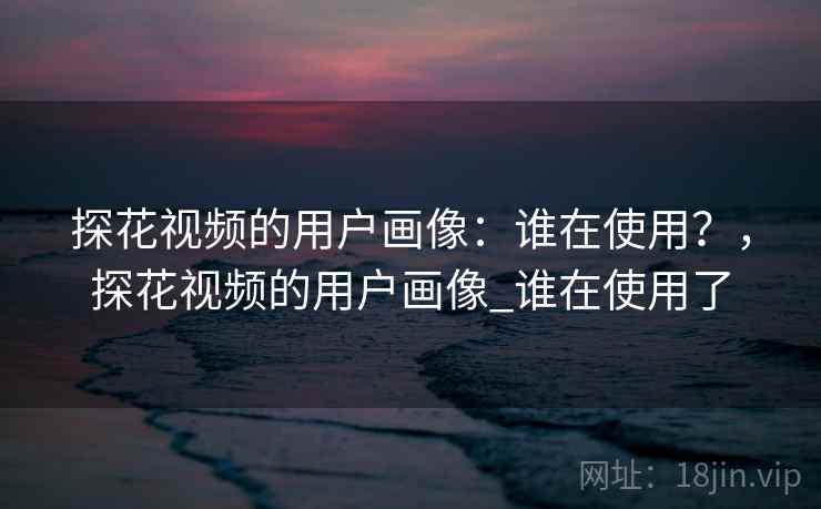 探花视频的用户画像：谁在使用？，探花视频的用户画像_谁在使用了